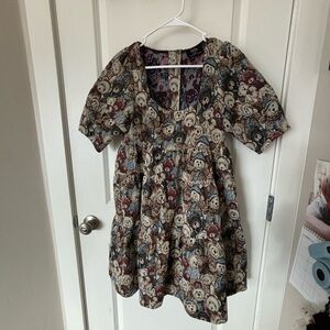 Dressed in Lala Estate Sale Jacquard Mini Dress in Teddy Bears